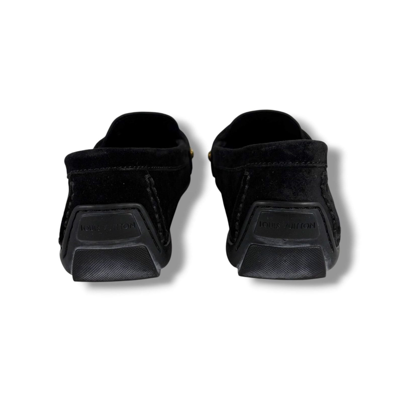 Louis Vuitton Flower Motif Loafers Driving Shoes Black Noir Suede Leather — view 5