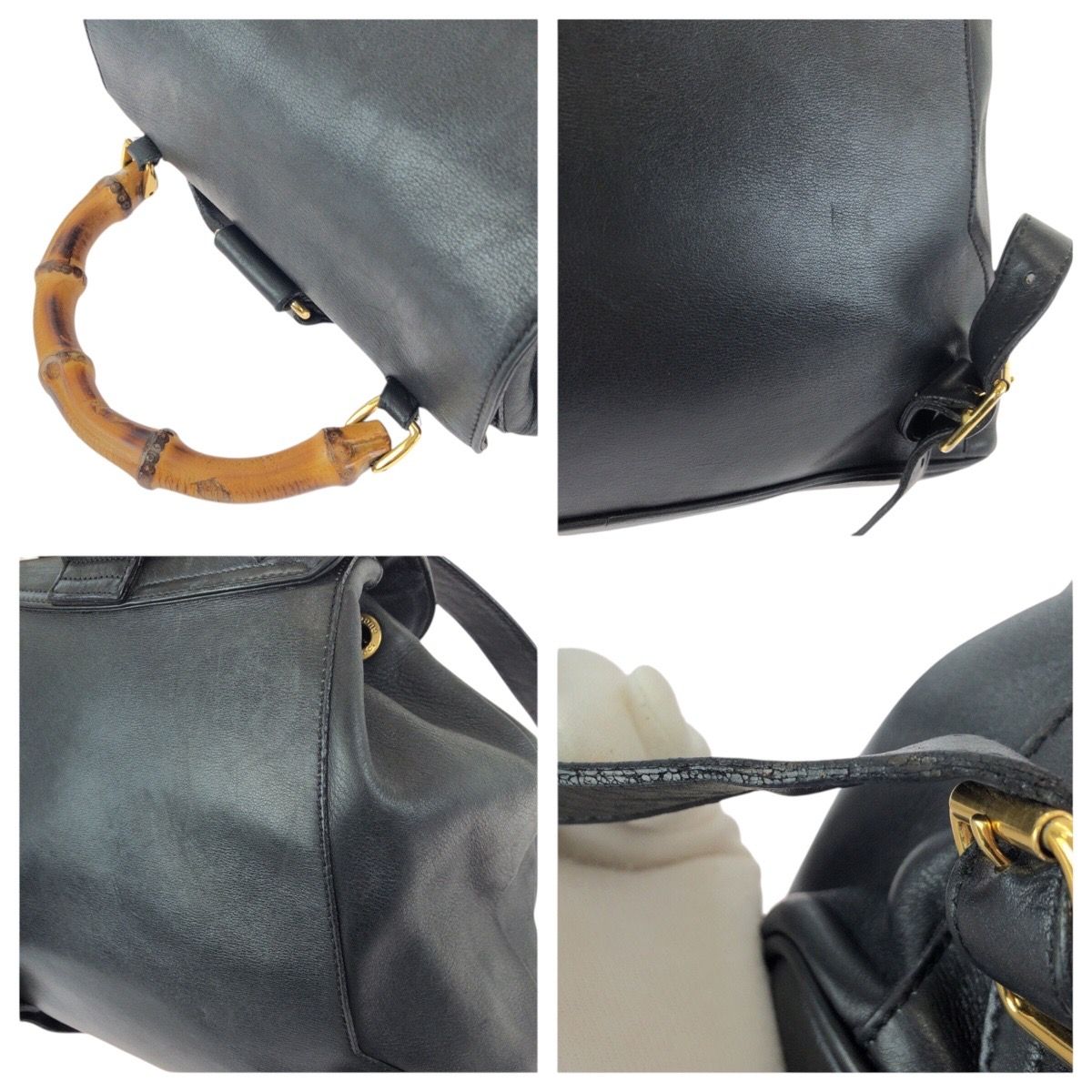 Gucci Bamboo Black Gold Leather 003 Backpack — view 6