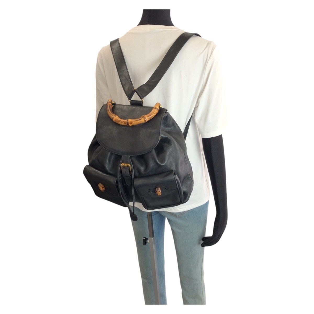 Gucci Bamboo Black Gold Leather 003 Backpack — view 7