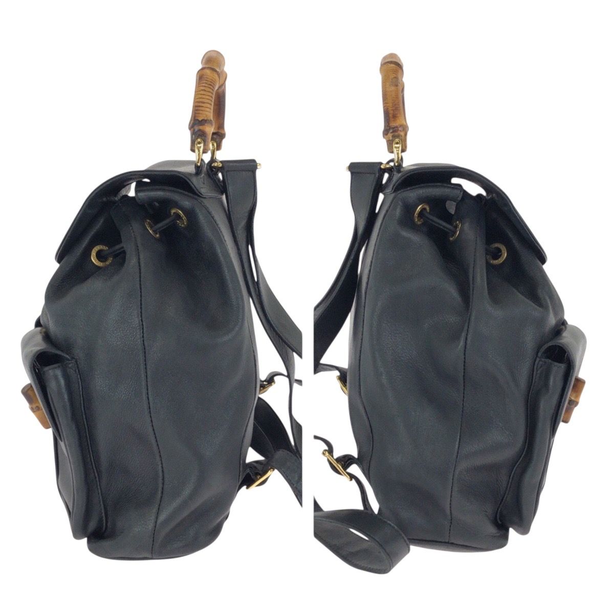 Gucci Bamboo Black Gold Leather 003 Backpack — view 8