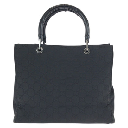 Gucci Bamboo Black Silver Nylon 002 Tote