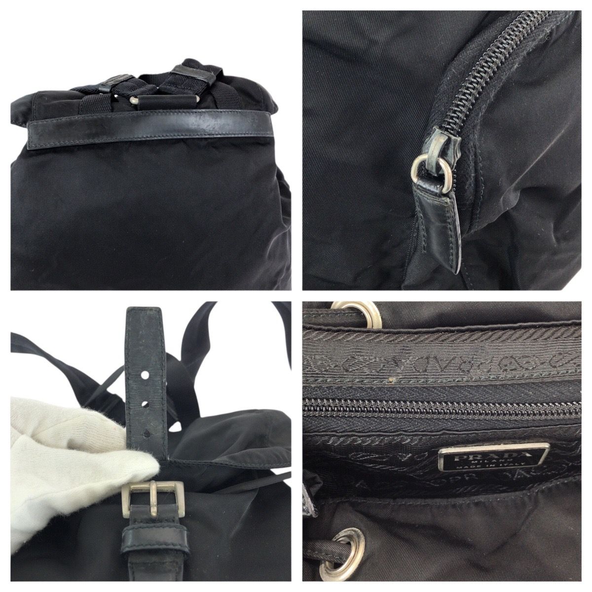 Prada Tessuto Black Silver Nylon Backpack — view 6