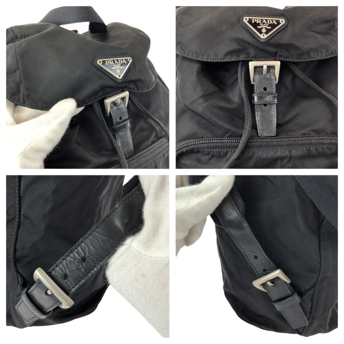 Prada Tessuto Black Silver Nylon Backpack — view 5