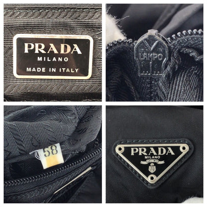 Prada Tessuto Black Silver Nylon Backpack — view 4