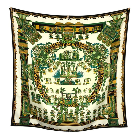 Hermes Astres Et Soleils Carre 90 Green Multicolor Silk Scarf