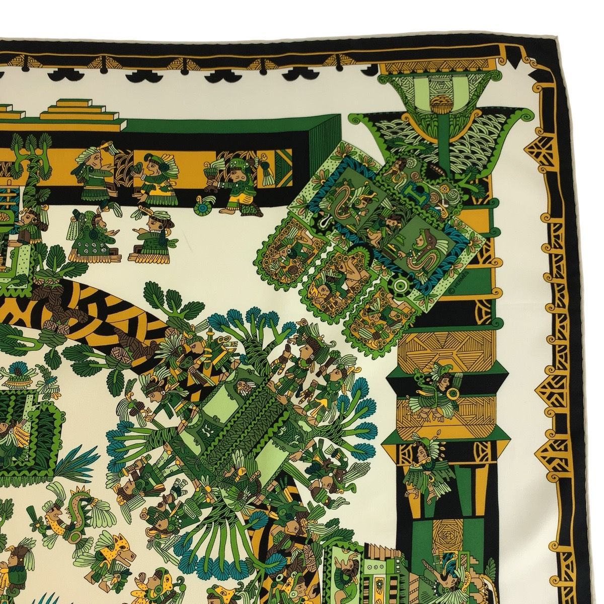 Hermes Astres Et Soleils Carre 90 Green Multicolor Silk Scarf — view 8
