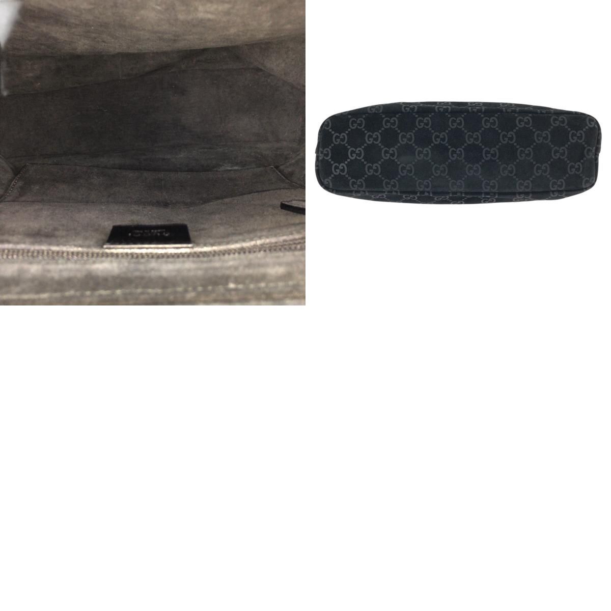 Gucci GG Pattern Black Silver Suede 000 Tote — view 9
