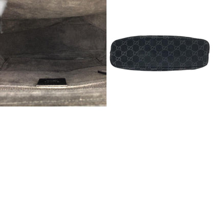 Gucci GG Pattern Black Silver Suede 000 Tote — view 9