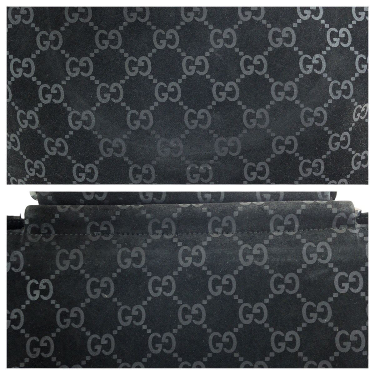 Gucci GG Pattern Black Silver Suede 000 Tote — view 5