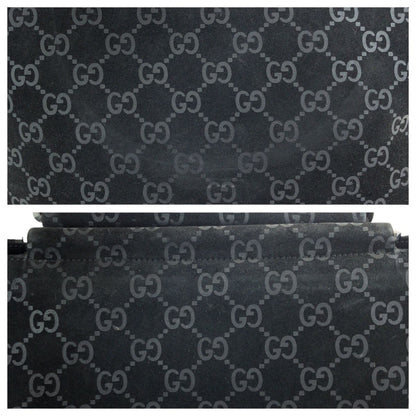 Gucci GG Pattern Black Silver Suede 000 Tote — view 5