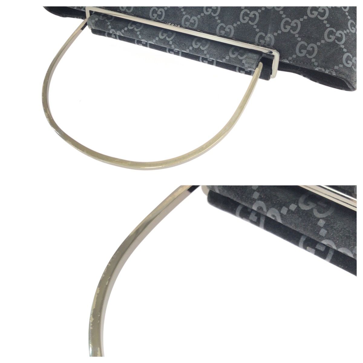 Gucci GG Pattern Black Silver Suede 000 Tote — view 6