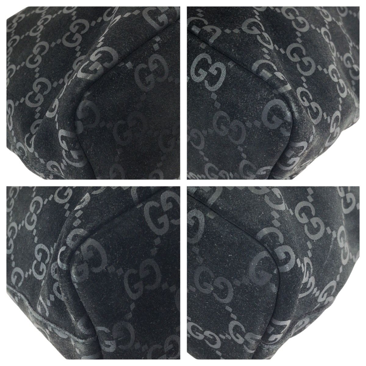 Gucci GG Pattern Black Silver Suede 000 Tote — view 3