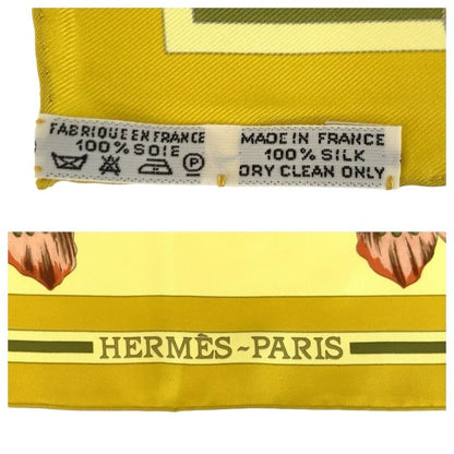 Hermes Fleurs D'hellade Carre 90 Yellow Silk Scarf — view 3