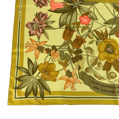Hermes Fleurs D'hellade Carre 90 Yellow Silk Scarf — view 6