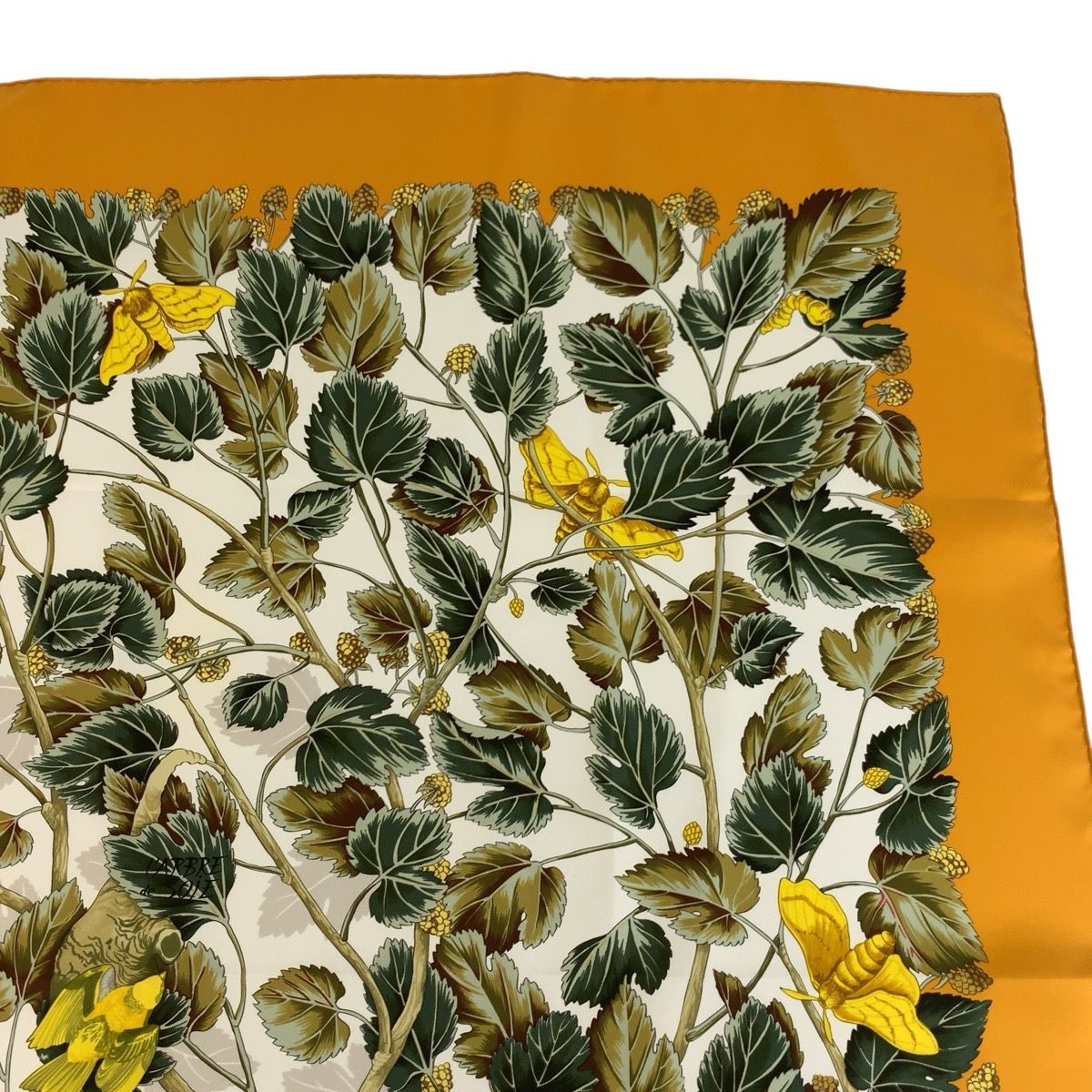 Hermes L'arbre de Soie Carre 90 Orange Silk Scarf — view 7