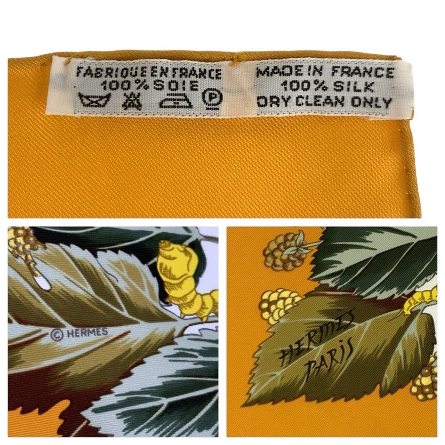 Hermes L'arbre de Soie Carre 90 Orange Silk Scarf — view 3