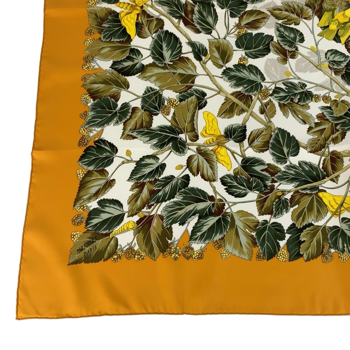 Hermes L'arbre de Soie Carre 90 Orange Silk Scarf — view 8
