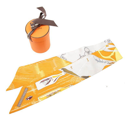 Hermes Twilly Carre Shu Hami and Bottle Mors Et Bouteilles Scarf Brown Gray — view 6