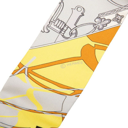 Hermes Twilly Carre Shu Hami and Bottle Mors Et Bouteilles Scarf Brown Gray — view 2