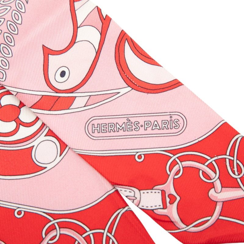 Hermes Twilly Ethnology Folkror Scarf Pink Silk — view 6