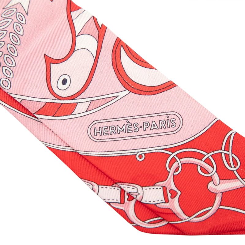 Hermes Twilly Ethnology Folkror Scarf Pink Silk — view 3
