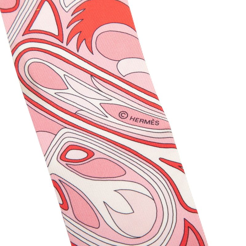 Hermes Twilly Ethnology Folkror Scarf Pink Silk — view 5