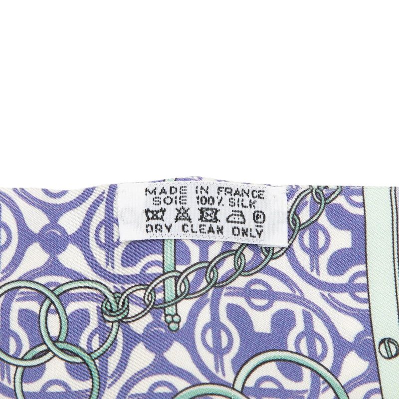 Hermes Twilly Equestrian and Chain Mors Et Gourmettes Scarf Purple Silk — view 6