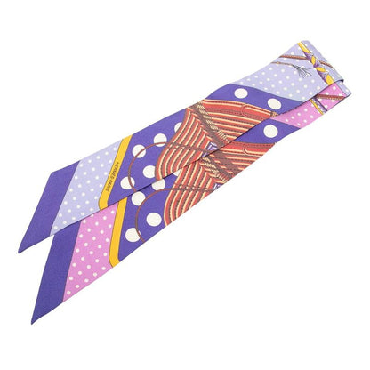 Hermes Twilly Clic Clac a Pois Scarf Purple Silk