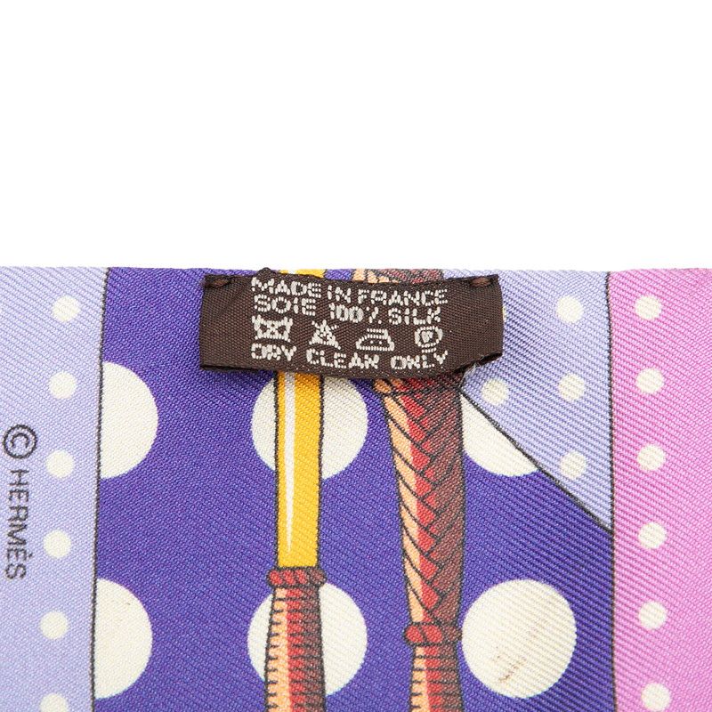 Hermes Twilly Clic Clac a Pois Scarf Purple Silk — view 6
