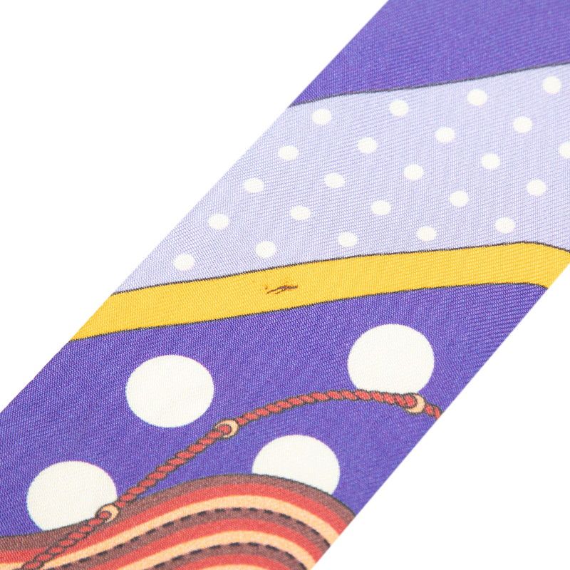 Hermes Twilly Clic Clac a Pois Scarf Purple Silk — view 3