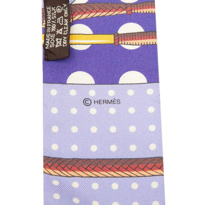 Hermes Twilly Clic Clac a Pois Scarf Purple Silk — view 4