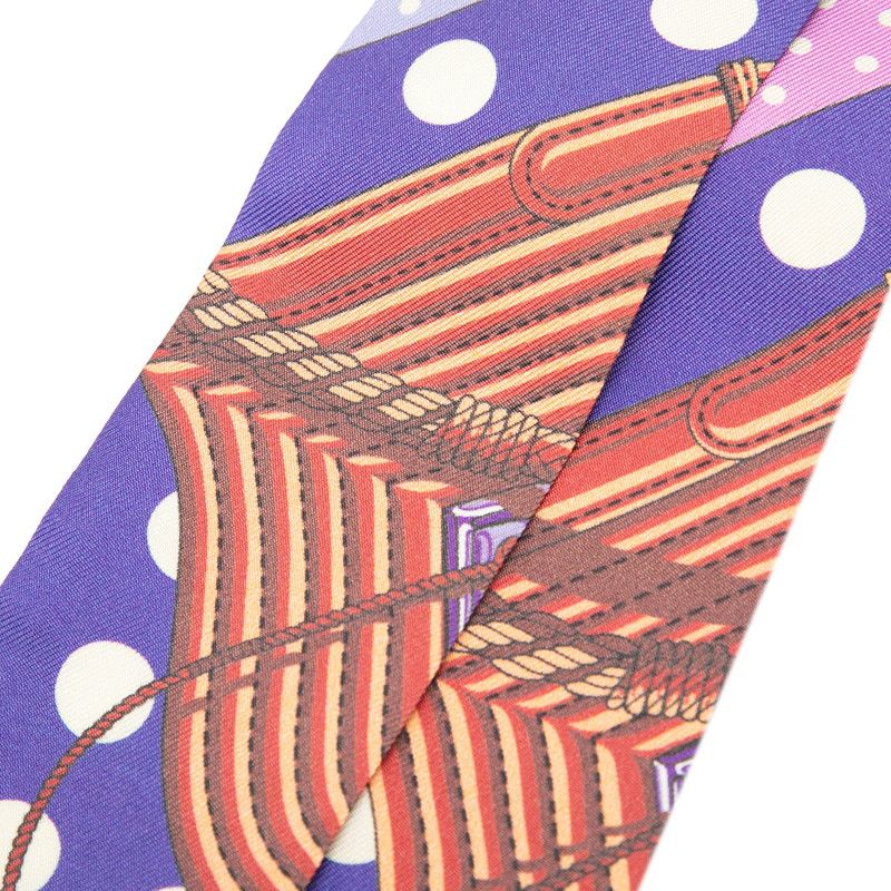 Hermes Twilly Clic Clac a Pois Scarf Purple Silk — view 2