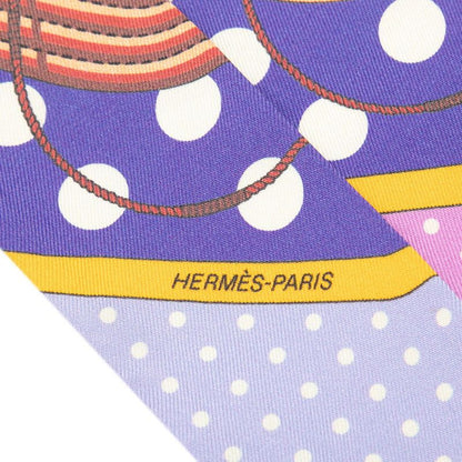 Hermes Twilly Clic Clac a Pois Scarf Purple Silk — view 5