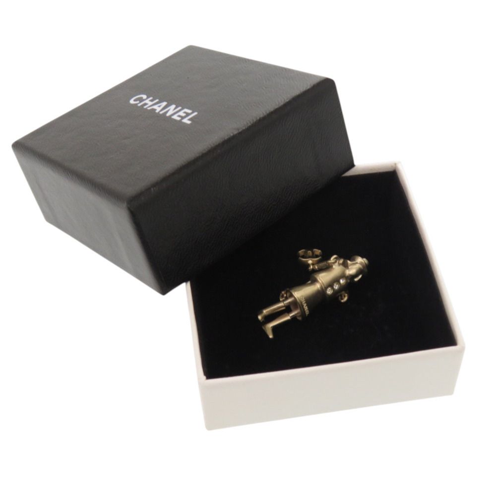 Chanel Mademoiselle Doll Stone CC Logo Champagne Gold Brooch — view 2