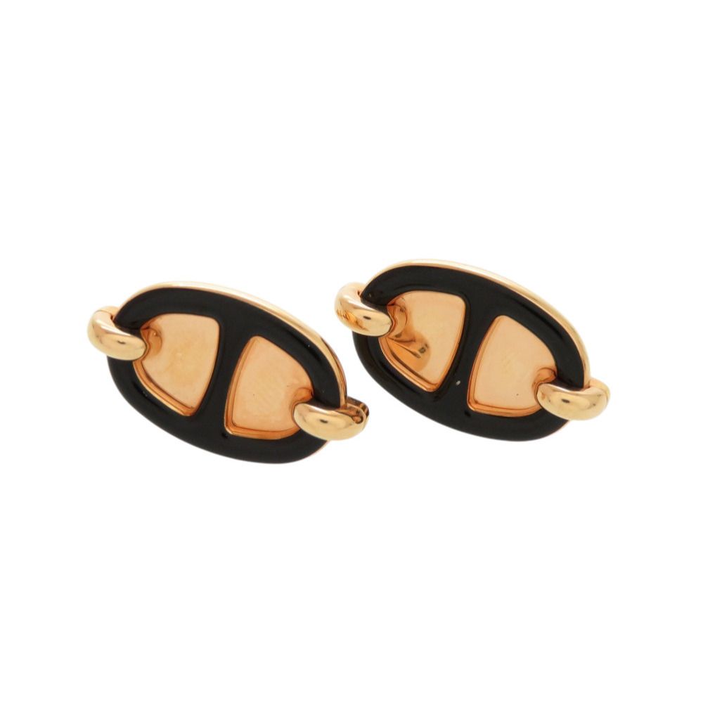 Hermes Mini Maillon Earrings Rose Gold Black