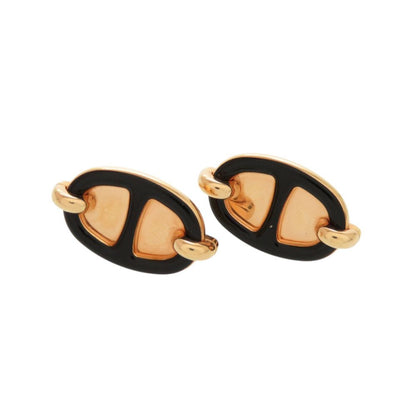 Hermes Mini Maillon Earrings Rose Gold Black
