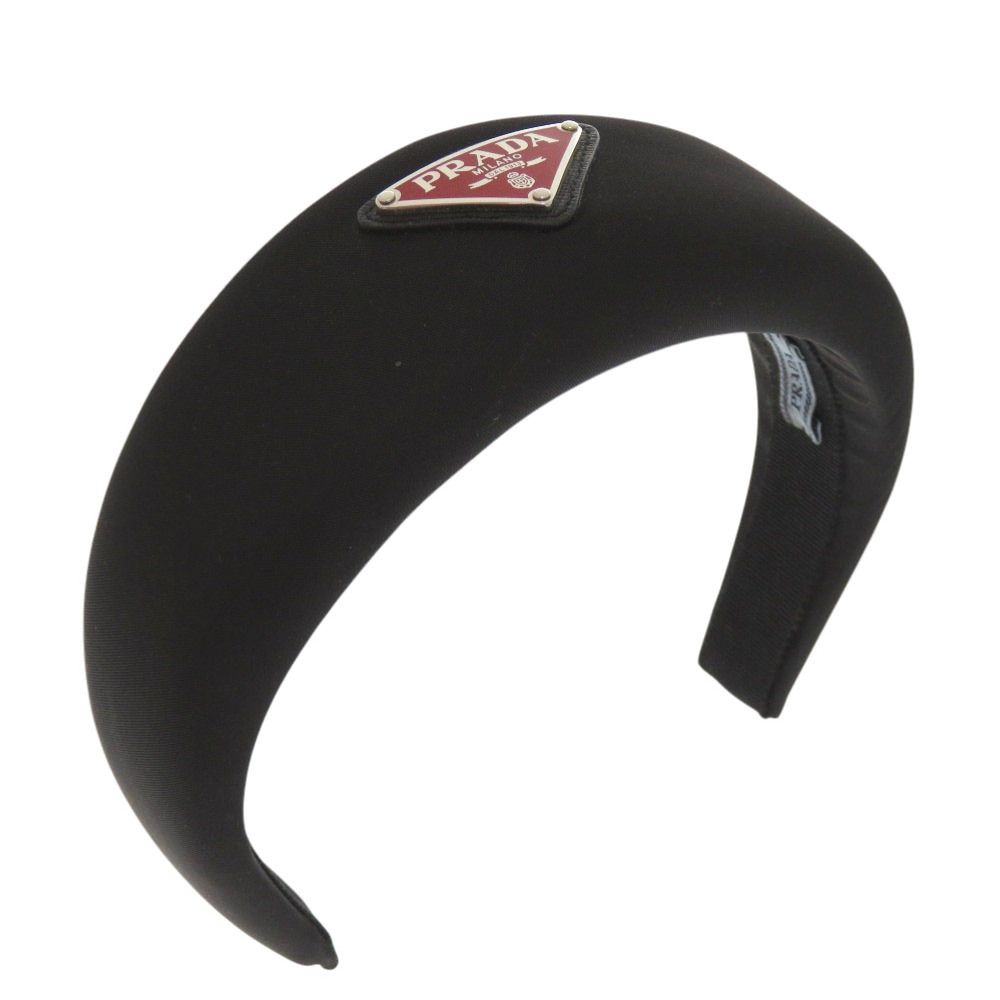 Prada Headband Nylon Black Silver Logo — view 2