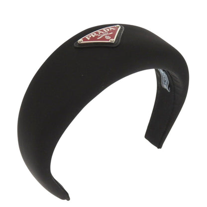 Prada Headband Nylon Black Silver Logo — view 2