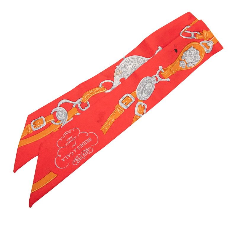 Hermes Twilly Brides de Gala Scarf Red Silk