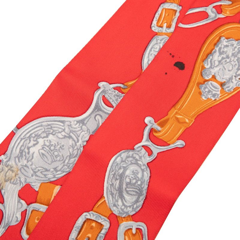 Hermes Twilly Brides de Gala Scarf Red Silk — view 5