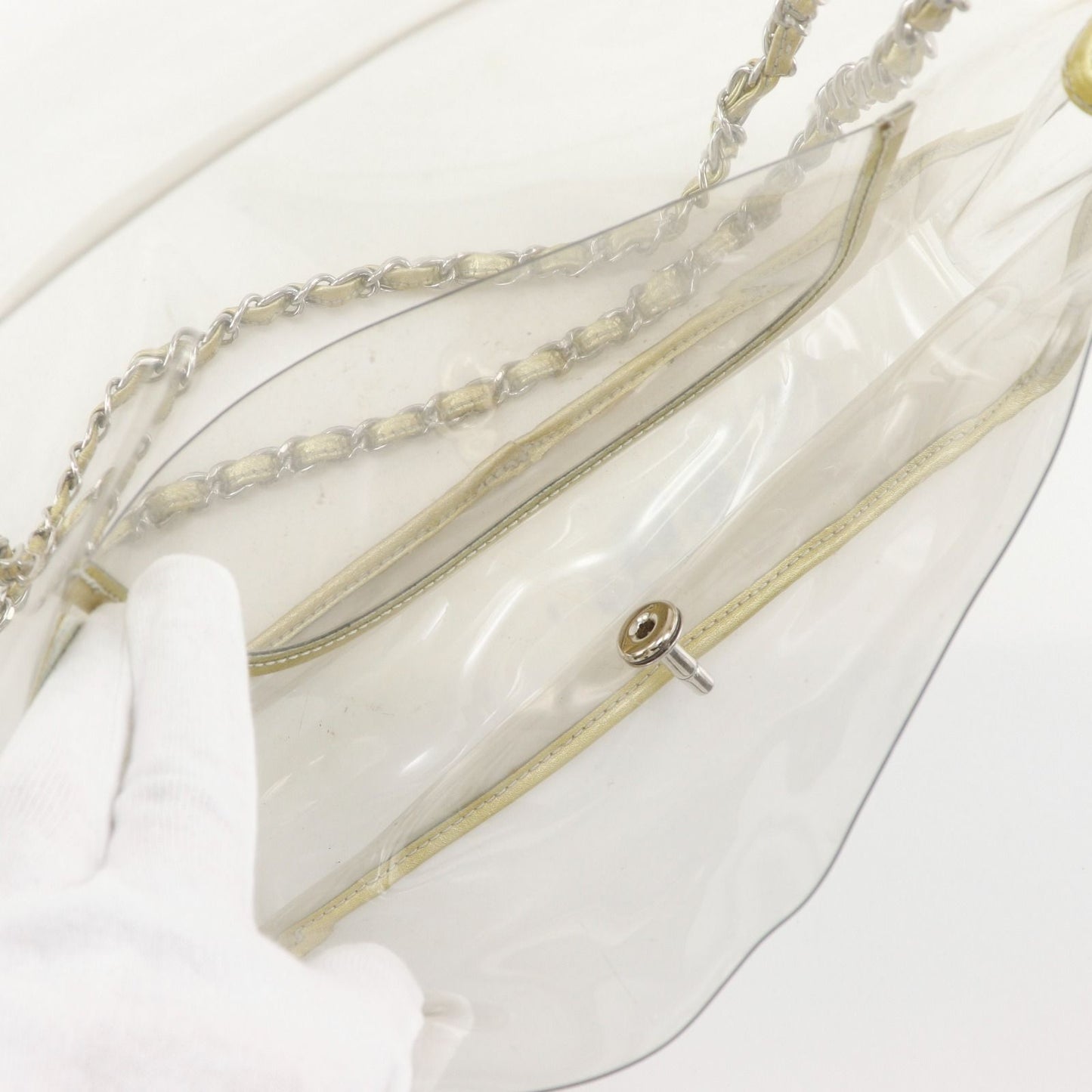 Chanel Chain Shoulder Bag Vinyl Clear Gold — view 6