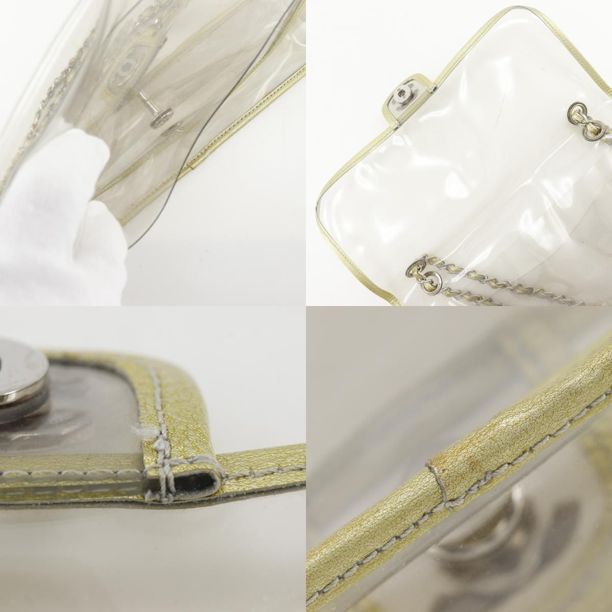 Chanel Chain Shoulder Bag Vinyl Clear Gold — view 7