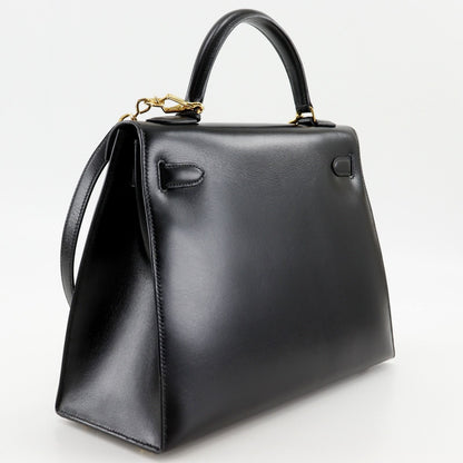 Hermes Kelly 32 2-Way Shoulder Box Calf Black Handbag — view 3