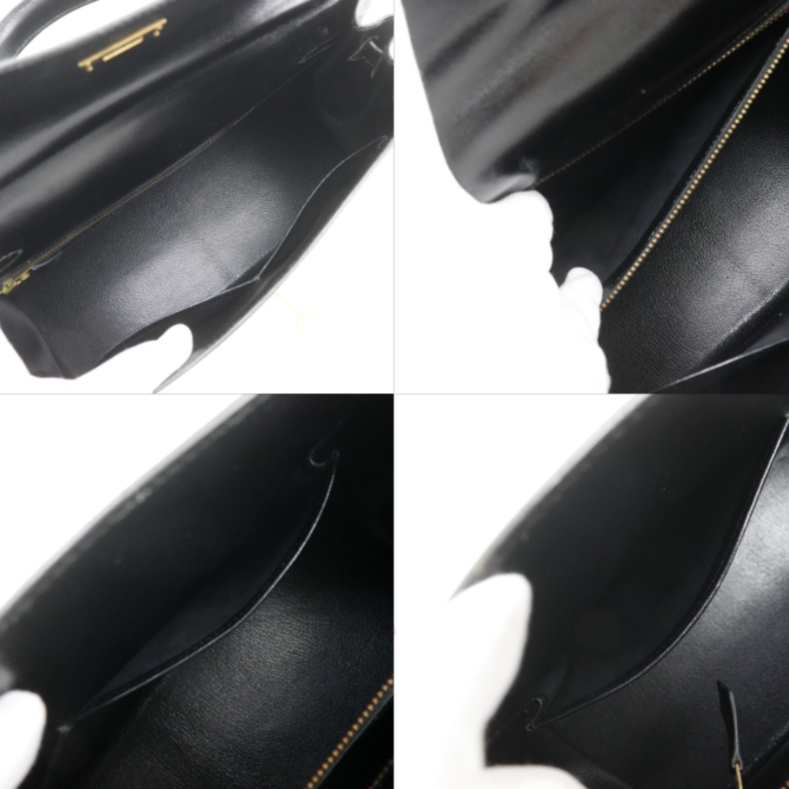 Hermes Kelly 32 2-Way Shoulder Box Calf Black Handbag — view 5