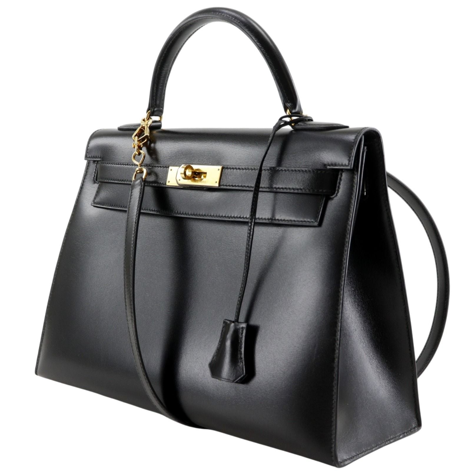 Hermes Kelly 32 2-Way Shoulder Box Calf Black Handbag — view 2