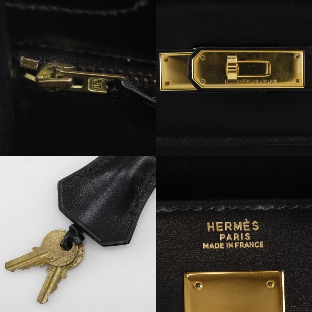 Hermes Kelly 32 2-Way Shoulder Box Calf Black Handbag — view 9