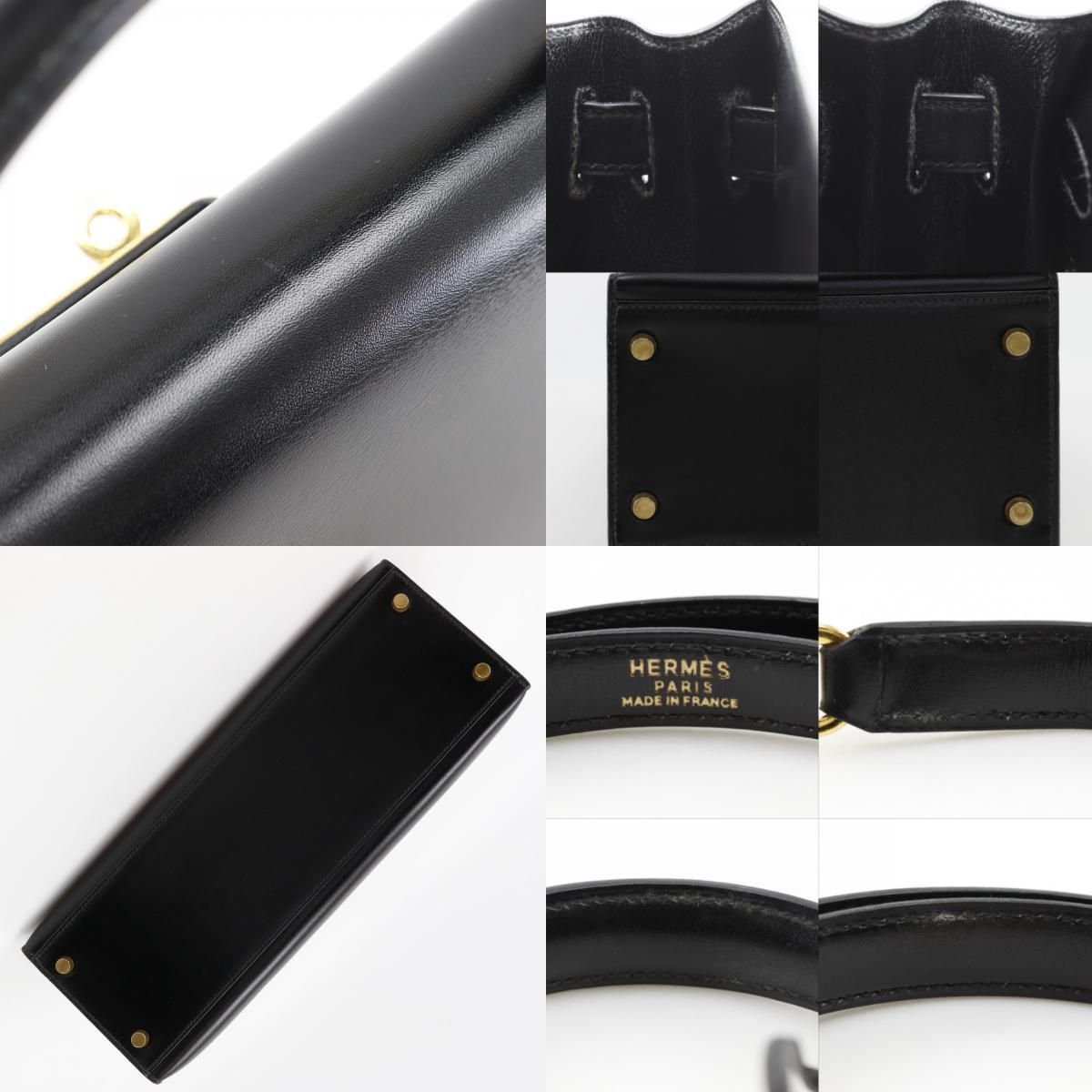 Hermes Kelly 32 2-Way Shoulder Box Calf Black Handbag — view 8