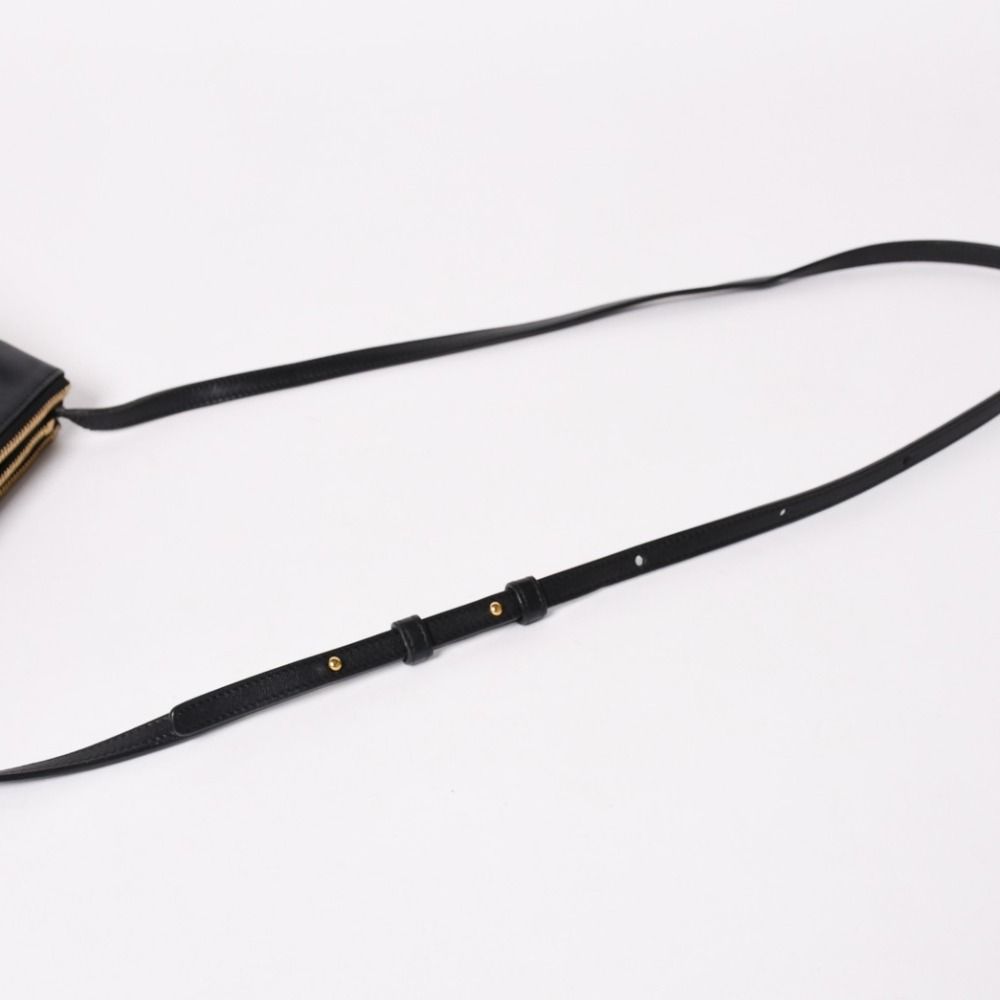 Celine Trio Shoulder Bag Clutch Black Leather Gold — view 8