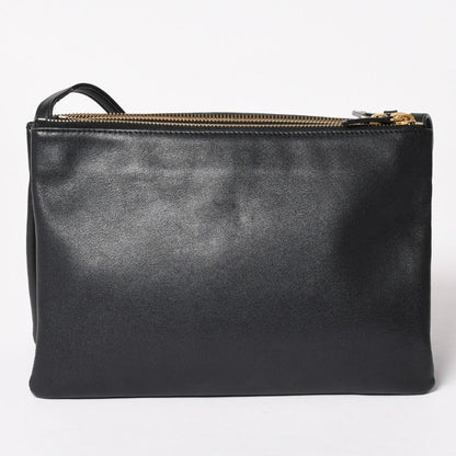 Celine Trio Shoulder Bag Clutch Black Leather Gold — view 2