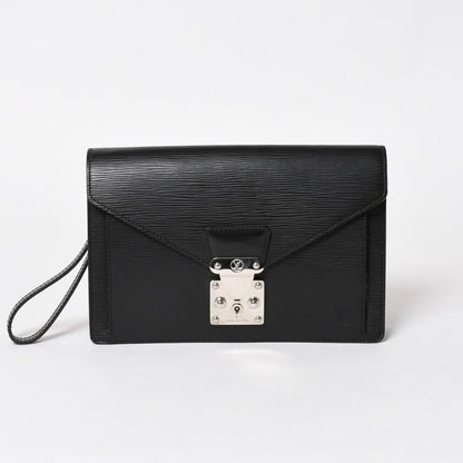 Louis Vuitton Epi Bag Black Pochette Sellier Second Bag Silver